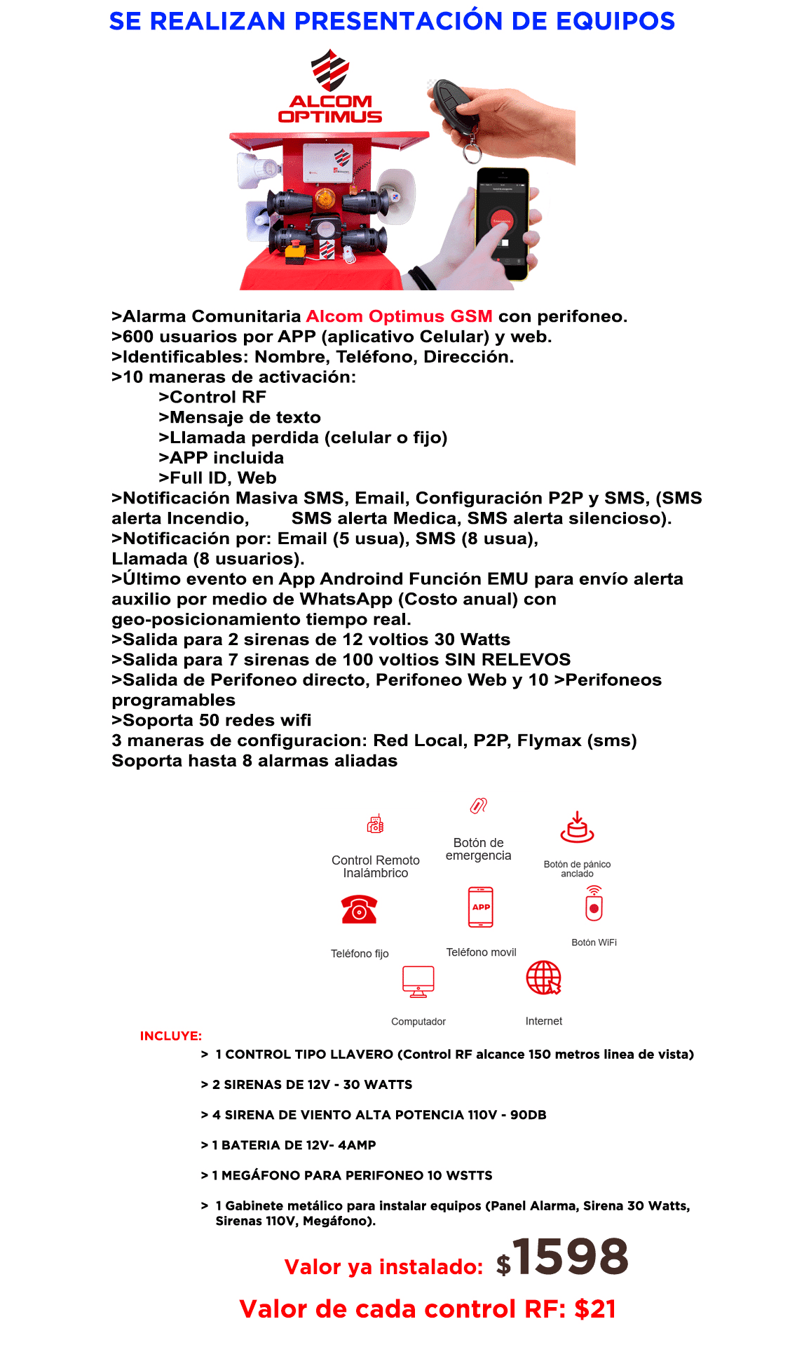 ALARMA COMUNITARIA OPTIMUS